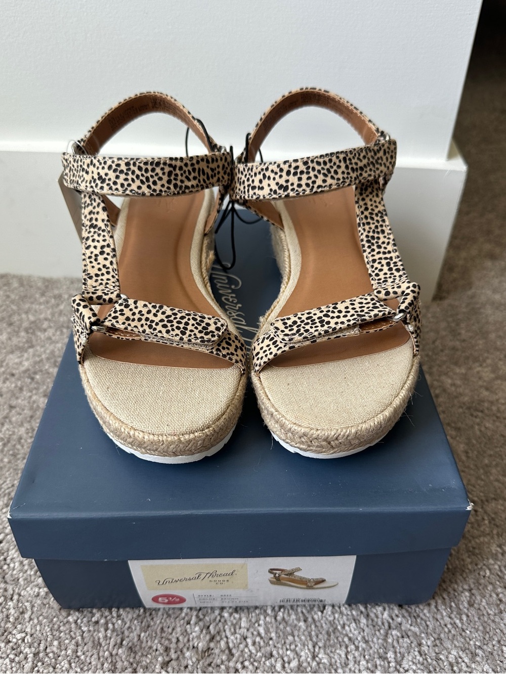 Universal Thread Beige Leopard Print Espadrille Wedge Sandals - Size 5 1/2